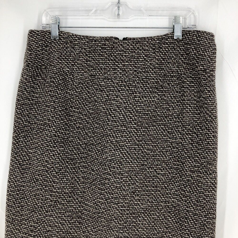 Merona Brown White Tweed Knee Length Lined Pencil Skirt 12